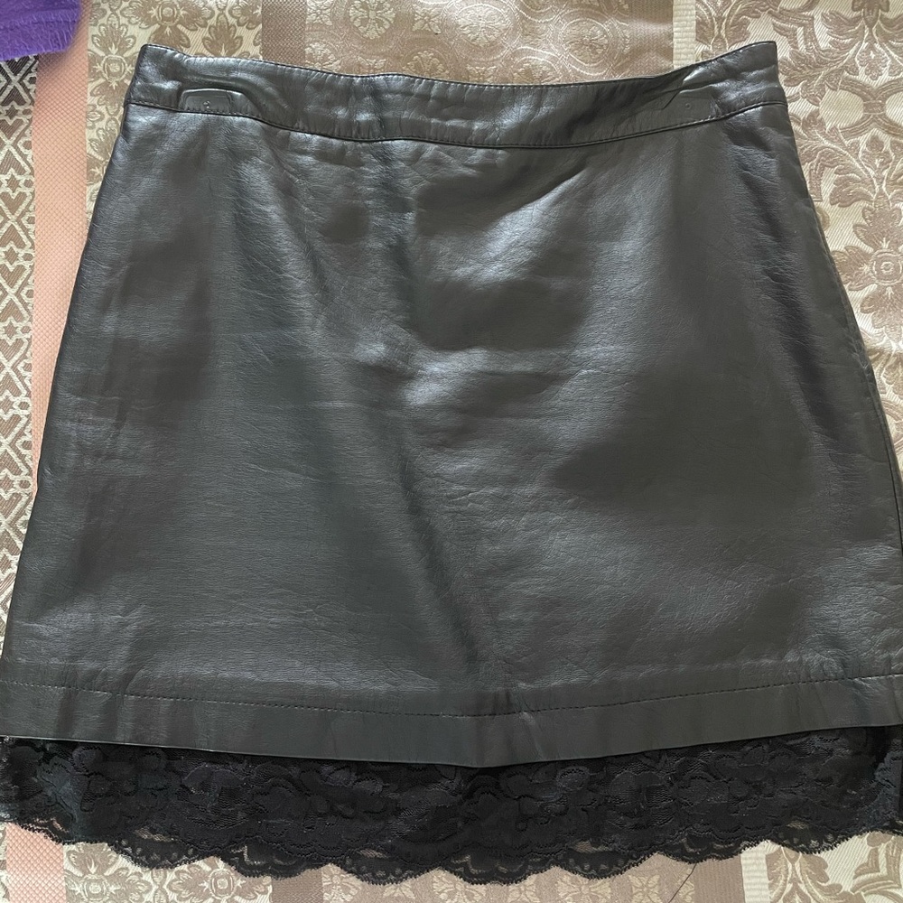 Faux leather black mini skirt